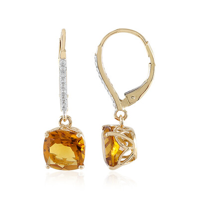 Boucles d'oreilles en or et Citrine Madère