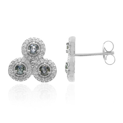 Boucles d'oreilles en argent et Saphir vert non chauffé