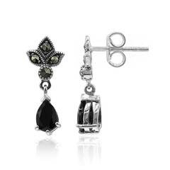 Boucles d'oreilles en argent et Spinelle noir
