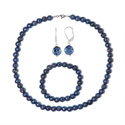 Parure en argent et Lave bleue