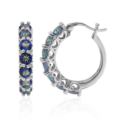 Boucles d'oreilles en argent et Quartz mystique bleu