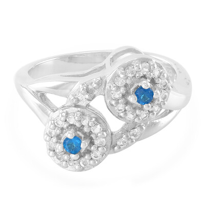 Bague en argent et Apatite bleu néon