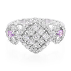 Bague en argent et Saphir pourpre de Ceylan non chauffé