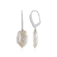 Boucles d'oreilles en argent et Perle blanche de culture d'eau douce