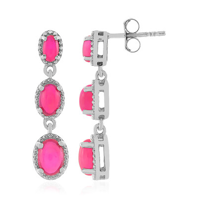 Boucles d'oreilles en argent et Opale rose d'Éthiopie