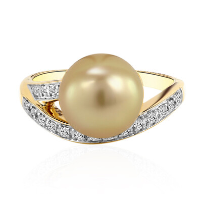 Bague en or et Perle dorée des mers du sud (TPC)