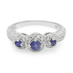 Bague en argent et Saphir bleu de Birmanie