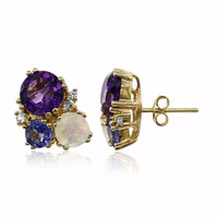 Boucles d'oreilles en argent et Améthyste de Zambie