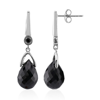 Boucles d'oreilles en argent et Spinelle noir