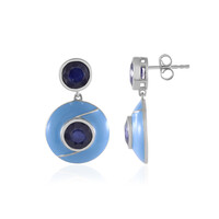 Boucles d'oreilles en argent et Saphir bleu de Madagascar (Adela Silber)