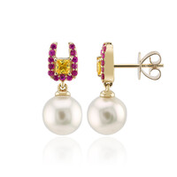 Boucles d'oreilles en or et Perle blanche des mers du sud (Michelle Albala)