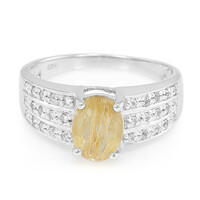 Bague en argent et Quartz rutile (Cheveux de Vénus)
