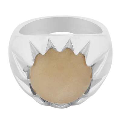 Bague en argent et Pierre de lune pêche
