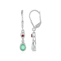 Boucles d'oreilles en argent et Emeraude de Russie