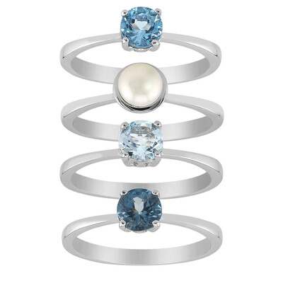 Bague en argent et Topaze bleu Suisse
