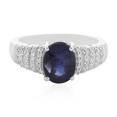 Bague en argent et Saphir bleu de Madagascar