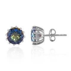 Boucles d'oreilles en argent et Quartz mystique bleu