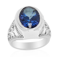 Bague pour homme en argent et Topaze bleu roi