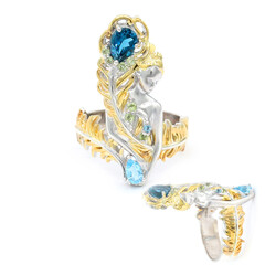 Bague en argent et Topaze bleu de Londres (Gems en Vogue)