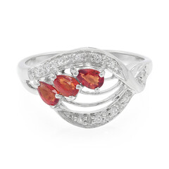 Bague en argent et Rubis rouge du soir