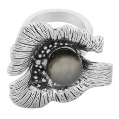 Bague en argent et Perle de culture de Tahiti