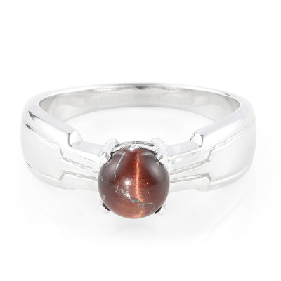 Bague pour homme en argent et Œil-de-tigre rouge