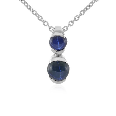 Collier en argent et Saphir étoilé bleu
