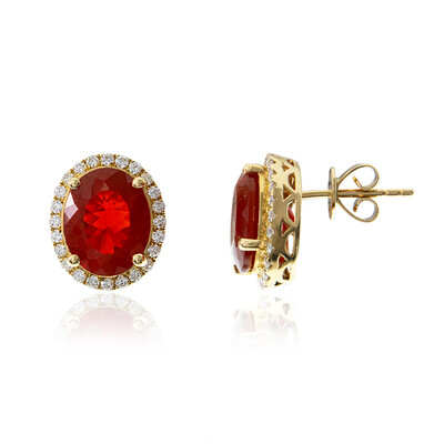 Boucles d'oreilles en or et Opale de Feu du Mexique (CIRARI)