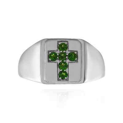 Bague en argent et Diopside de Russie