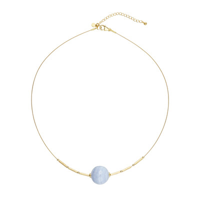 Collier en argent et Agate zonée bleue