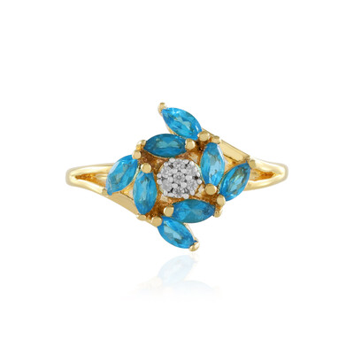 Bague en argent et Apatite bleu néon