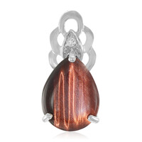 Pendentif en argent et Œil-de-tigre rouge