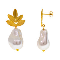 Boucles d'oreilles en argent et Perle de culture d'eau douce (Joias do Paraíso)