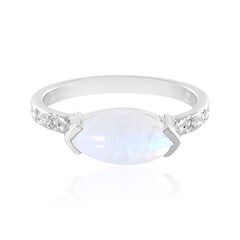 Bague en argent et Pierre de Lune arc-en-ciel