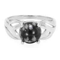 Bague en argent et Obsidienne Flocon-de-Neige