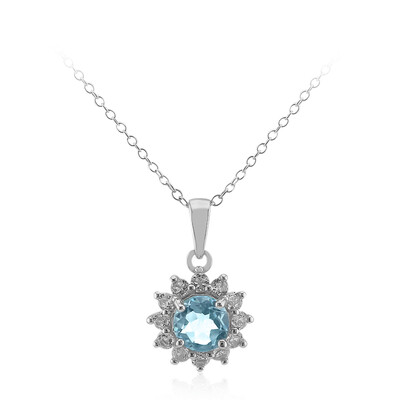 Collier en argent et Topaze bleu ciel