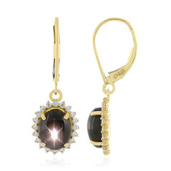 Boucles d'oreilles en or et Saphir étoilé noir