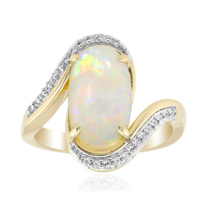 Bague en or et Opale blanche du Brésil