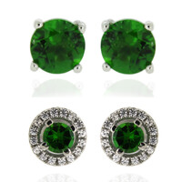 Boucles d'oreilles en argent et Diopside de Russie