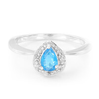 Bague en argent et Apatite bleu néon