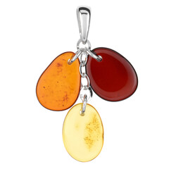Pendentif en argent et Ambre baltique couleur cognac