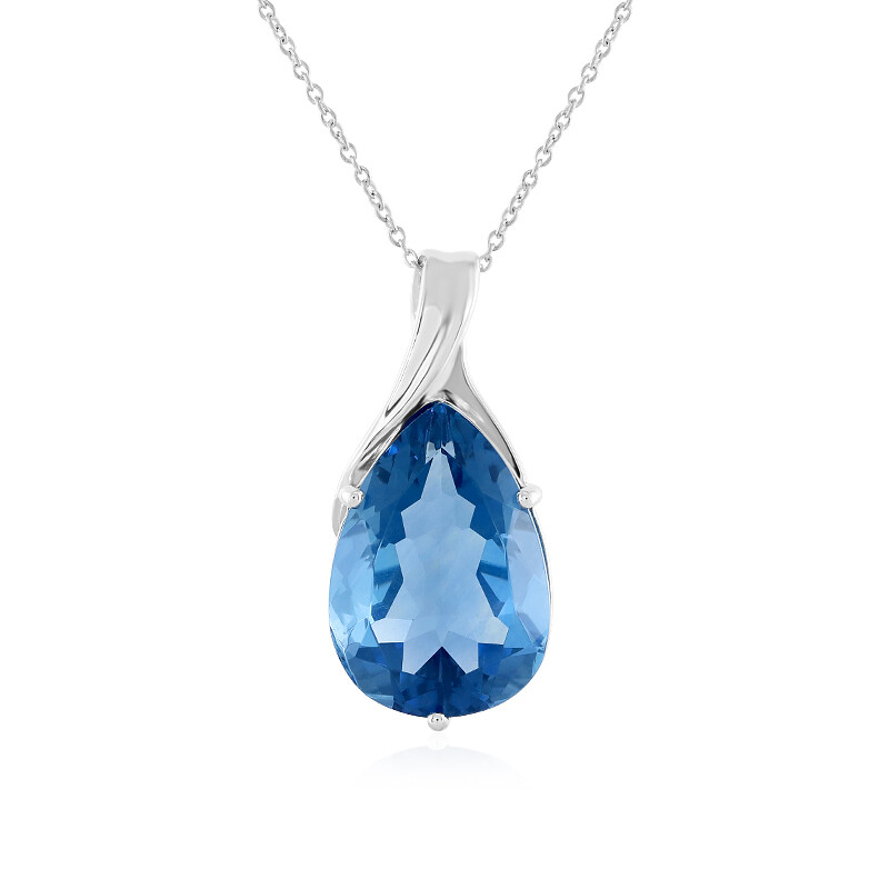 Collier Pendentif Argent Avec Fluorite Et Morganite - Pierres 47x27mm Et 12x6mm