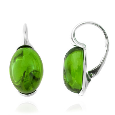 Boucles d'oreilles en argent et Ambre verte de Colombie (dagen)
