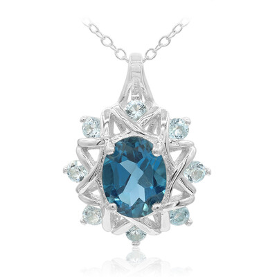 Collier en argent et Topaze bleu de Londres