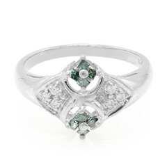 Bague en argent et Diamant vert forêt