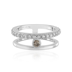 Bague en argent et Diamant champagne I3 (de Melo)