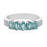 Bague en argent et Apatite bleu caraïbe