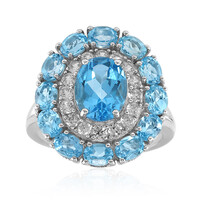 Bague en argent et Topaze bleu Suisse
