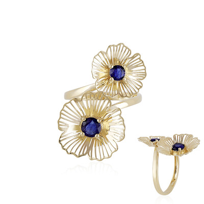 Bague en or et Saphir bleu de Madagascar (Ornaments by de Melo)