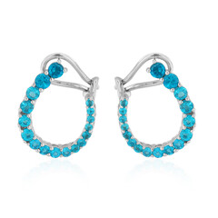 Boucles d'oreilles en argent et Apatite bleu néon (de Melo)